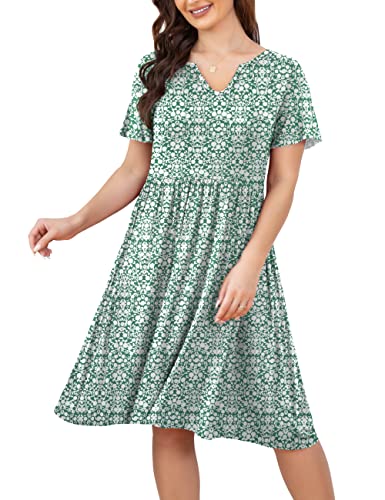 Folunsi Womens Plus Size Floral Dress Ruffle Sleeve A Line Flowy Midi Dresses 2X #TOP23