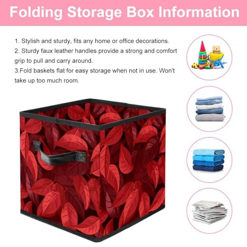 Grand bac de rangement cube pliable rouge pour étagères et placard - 4