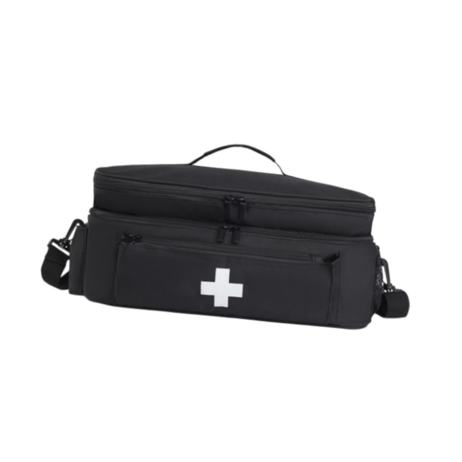 Borsa di primo soccorso, borsa vuota, chiusura lampo liscia, custodia per le emergenze, kit di emergenza, organizer per attività all'aperto, casa, escursionismo (nero)