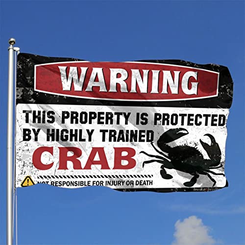 Drapeau de chambre filles propriété protégée par un crabe fun - 3