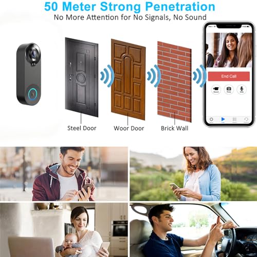 Namolit WiFi Câmera campainha sem fio com campainha Tuya APP 1080P Áudio bidirecional 5m Visão notur