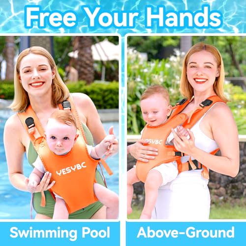 Image of Baby Carrier, Dual-Use Adjustable Baby Sling Support Infant Chest Holder with Drawstring Backpack for Newborn to Toddler 13-33 lbs Swimming Pool Beach Land (Orange)