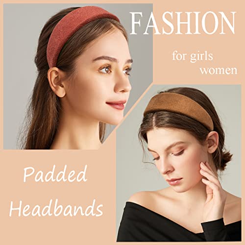 Springtime 4Pcs Wide Suede Like Headbands For Women Girls 40Mm Padded Faux Leather Hairbands #TOP3