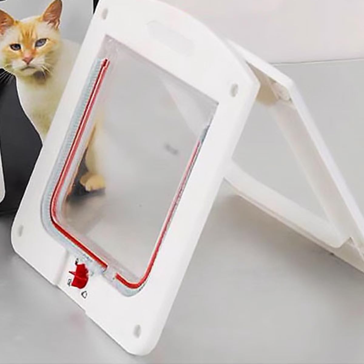 Chatières pour Chats et Petits Chiens 2pcs Portes Contrôlables en Abs et Acrylique Résistantes la Corrosion Forme Créative pour Intérieur