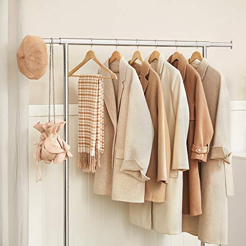 Songmics Clothes Rack With Wheels, Heavy-Duty Garment Rack With Extendable Hanging Rod, 286.6 Lb Load Capacity, Clothing Rack For Hanging Clothes, All Metal, Chrome-Plated, Silver Uhsr11S #TOP2