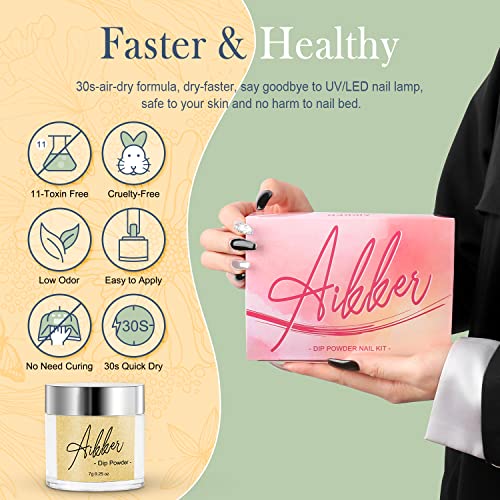Aikker 27 Pcs 20 Spring Colors Dip Powder Nail Kit Starter Glitter Purple Pink Orange Acrylic Dipping Powder Liquid Set With Everything Base Top Coat Activator For French Nail Art Manicure Ak33 #TOP4