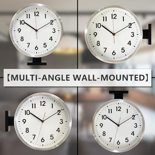 Reloj de pared doble cara aluminio analógico silencioso miniatura 4