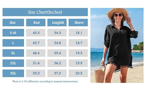 Yincro Women Swimsuit Cover Up Shirt 2023 Tassel Sexy Beach Bathing Suit For Swimwear Bikini Dress(Black, 3Xl) #TOP3