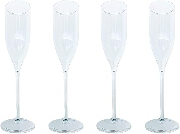 Unbreakable Champagne Glass, Set of 4, Compatible with Commercial Use, Clarity Like Glass, From -4 F to 212 F -20 C to 100 C, Dishwasher Safe, Latest Material Tritan Resin, Will Not Break Even if