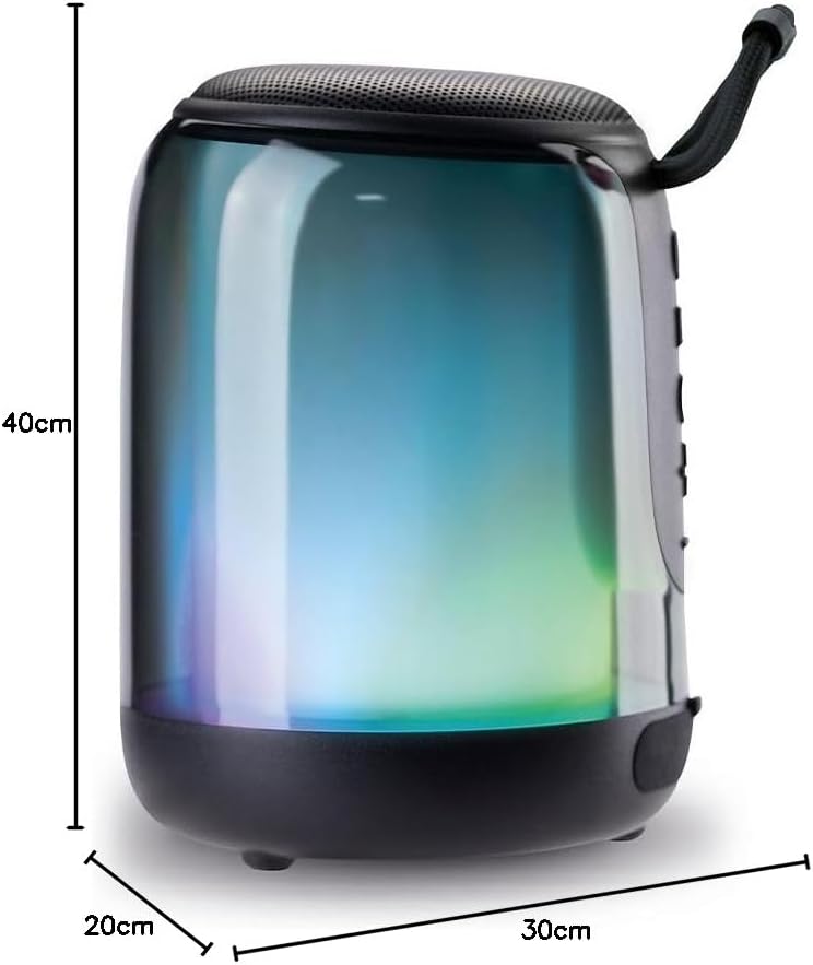 Billboard Chroma Clear Wireless Speaker with dimensions labeled