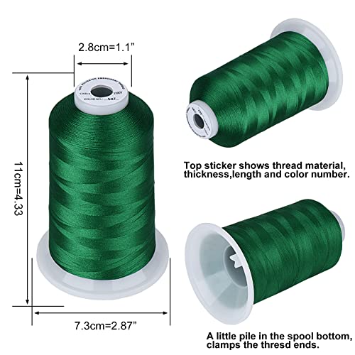 Simthread Embroidery Thread 5500 Yards Emerald Green 507, 40Wt 100% Polyester For Brother, Babylock, Janome, Singer, Pfaff, Husqvarna, Bernina Machine #TOP1