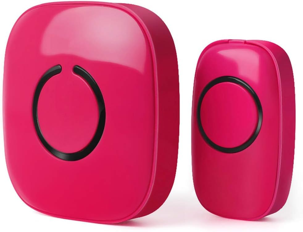 Wireless Doorbells for Home - Adjustable Volume with 52 Chimes, 1000Ft Range, Easy Installation, Weatherproof Wireless Doorbell w/LED Flash, Pink