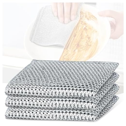 Dish Cloths for Washing Dishes 3PCS Steel Wire Dishcloth Dish Rag Non Scratch Wire Dishcloth Reusable Stainless Steel Kitchen Cleaning Cloths (3PCS)