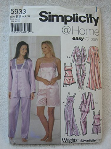 Patrons de chemise de nuit et pantalon Simplicity 5933 pour vos moments cocooning
