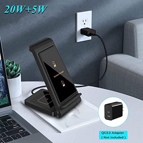 20W Wireless Charger,Foldable 2 in 1 Wireless Charging Station for Apple iPhone 14/13/12/11/Pro/SE/X/8/Airpods,VNBBT 15W Fast Dual wireless induction charge Stand For Samsung Galaxy/Note/Pixel/LG