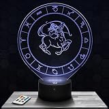 Nachttischlampe, Touch-Nachtlicht Sternzeichen- Sagittaire 3D-LED-Lampe Illusion, Geschenkidee Weihnachten Geburtstag Junge und Mädchen Nachttischlampe Kinder- oder Erwachsenenzimmer