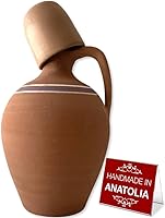 Vista 1 de Jarra de agua de arcilla hecha a mano con 1 taza de arcilla, jarra de agua de terracota natural sin glasear con 1 taza de tierra, jarra de barro