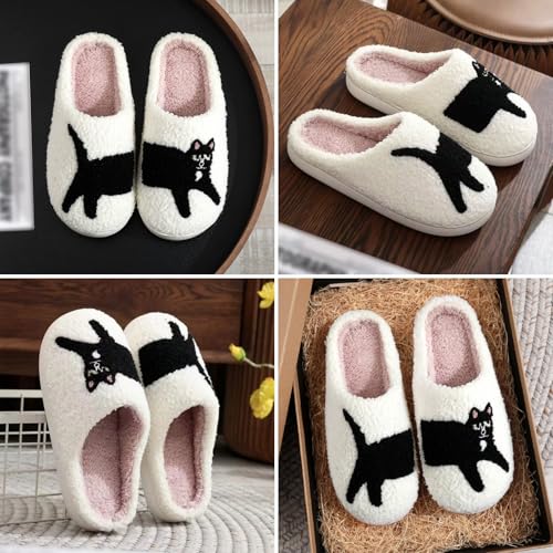 Cat Slippers for Women Memory Foam Plush Indoor House Slippers Winter Warm Non Slip Cute Bedroom Shoes4