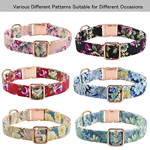 Cotton Dog Collar Metal Buckle With Cute Flower Pattern, Comfortable Durable Adjustable Dog Collar For Small Medium Large Dogs (S(10-14In), Red) #TOP5
