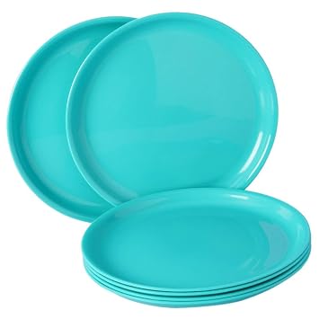 Glossy Finish Microwave Safe Full Plates for Home and Restaurant (28 cm) Green Dinner Plate(Set of 6)