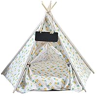 Draagbare huisdier tipi tent met wasbaar kussen en klein krijtbord 50 cm hoog indoor hond & kat huis voor huisdieren onder 7kg gezellig bed voor puppy hond benodigdheden