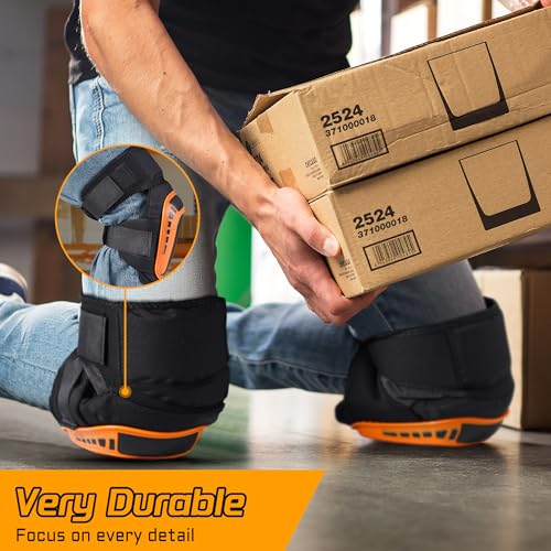 KUOGAS Knieschoner Arbeiten, Professionelle Erweiterte Komfort Knieschützer, Kniepolster für Arbeit, Gartenarbeit, Fliesenleger, Bauarbeiter, Dachdecker, Werkstatt, Bodenarbeiter Knee Pads
