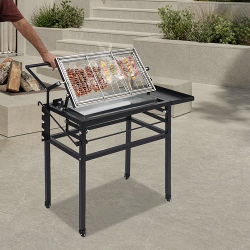 360° Rotating Charcoal BBQ Grill with Cart and Wheels