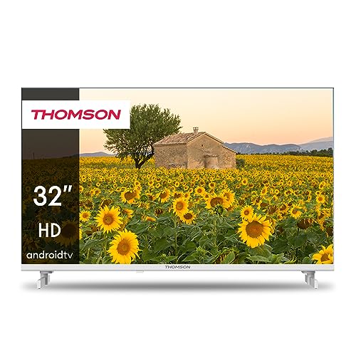 Thomson 32 Pulgadas (80 cm) LED HD Blanco Smart Android TV, Google Assistant, Wi-Fi, Dolby Digital, Bluetooth, Triple-Tuner (Cable/Satélite/Antena), HDMI, Ci+, A+ Panel - 32HA2S13W