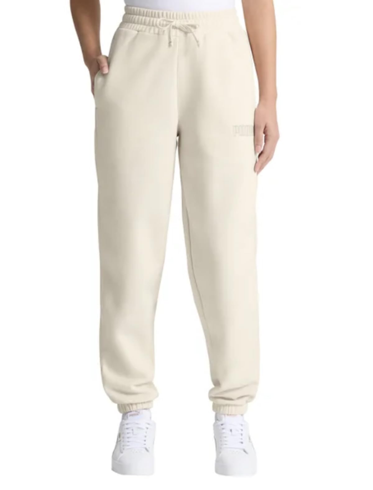 Puma Women's Cream Fleece Jogger Sweatpant With Pockets, S