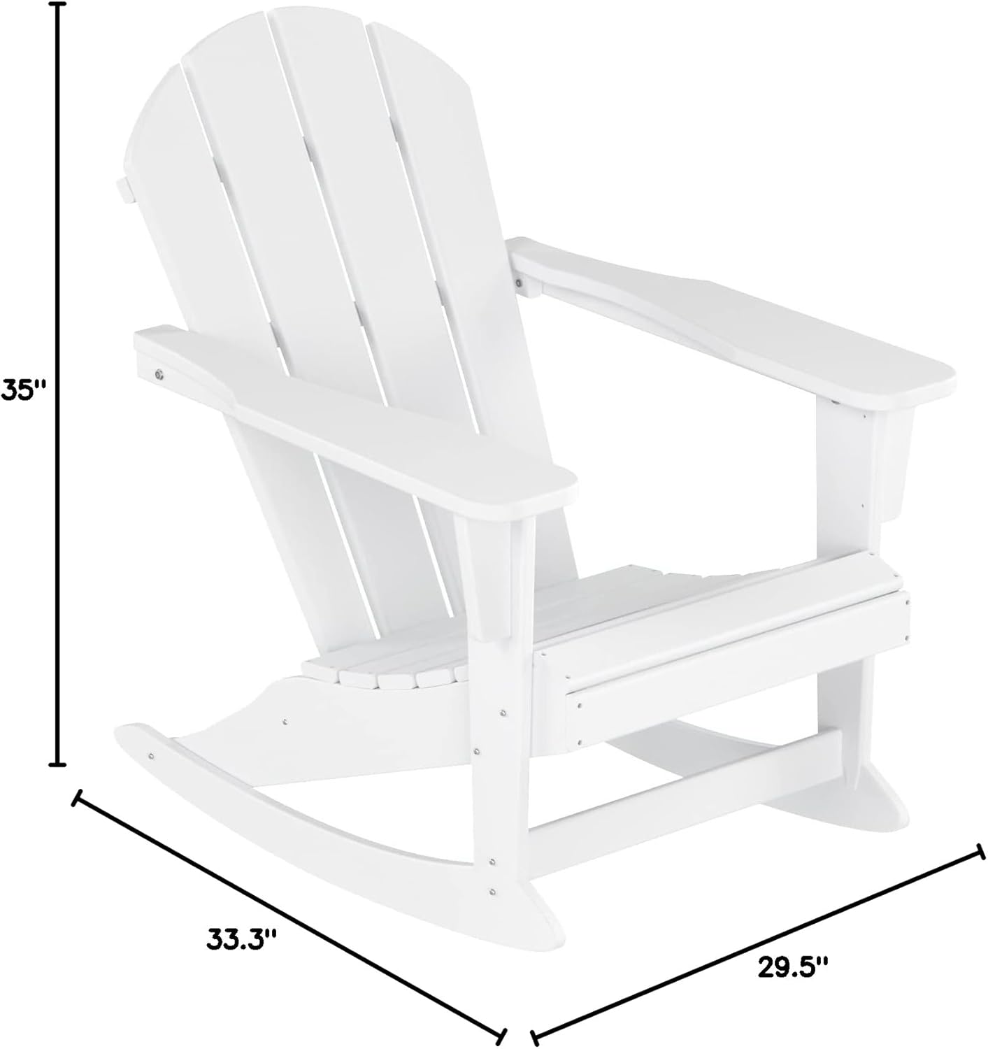 White Poly Lumber Outdoor Rocking Adirondack Chair
