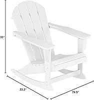 Vista 2 de WestinTrends Malibu Silla Mecedora Adirondack de Polietileno para Exteriores/Patio, Blanco