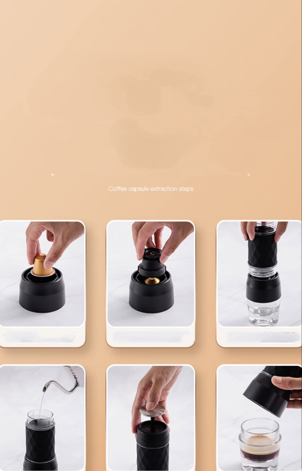 Sistema De ExtraccióN Doble para El Hogar Molinillo De Prensa Manual para Oficina Molinillo De Café PortáTil PequeñO para Exteriores Lavable 120 Ml (Blanco Negro)