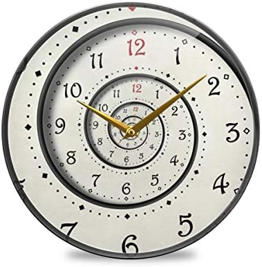 ALAZA Modern White Spiral Wall Clock Battery Operated Silent Non Ticking Clocks for Living Room Decor 12 Inch / 9.5 Inch