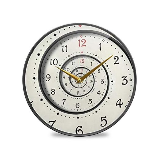 ALAZA Modern White Spiral Wall Clock Battery Operated Silent Non Ticking Clocks for Living Room Decor 12 Inch / 9.5 Inch