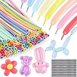 LovesTown 260 Pastel Long Balloons,100PCS Colorful Twisting Balloons Thickening Latex for Modeling Animal Model Weddings Birthdays Festival Party Decoration