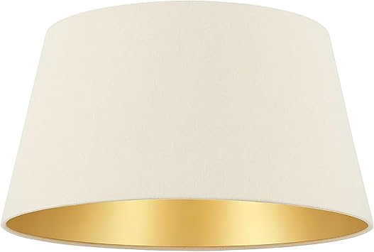 Levaillant Krem-Gold Konik Abajur Şapka – Zarif ve Sıcak Işık Etkisi, Üst 35 cm/Alt 40 cm Çap