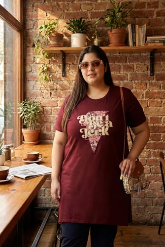 Image of In Love Women's Plus Size Printed Cotton Long-Line T-Shirt with Pocket