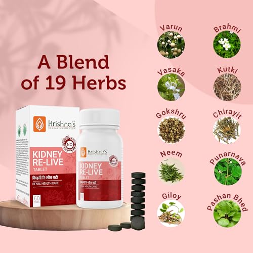 Image of Krishna's Kidney-Re Live Tablets - Advanced Kidney & Urinary Health Support Formula, 60 Tablets (Pack of 1)