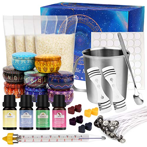 Candle Making Kit DIY Candle Making Supplies for Adults Kids Beginners, Soy Candle Making Kit Accessories Including Boil Jars 17OZ Beeswax Wax Can Wick&Holder Dyes Spoon etc - Full Beginners Set Candle Making Kit DIY Candle Making Supplies for Adults Kids Beginners, Soy Candle Making Kit Accessories Including Boil Jars 17OZ Beeswax Wax Can Wick&Holder Dyes Spoon etc - Full Beginners Set