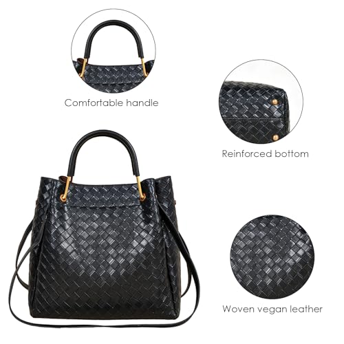 Image of Travistar Floral Handbags Purses Women - Embossed Vegan Leather Top Handle Handbag Set Large Shoulder Bag Ladies Bucket Tote