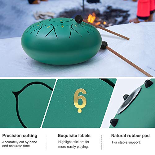 Lotus Steel Tongue Drum 13 Notes 12 Inches Percussion Instrument Hand Pan Drum with Free Padded Travel Bag & Mallets
