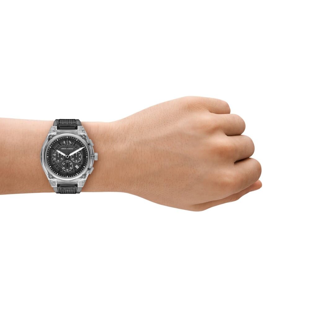Armani Exchange Reloj para Hombre, Movimiento cronógrafo de Cuarzo y Caja de 44 mm con Correa de Poliuretano