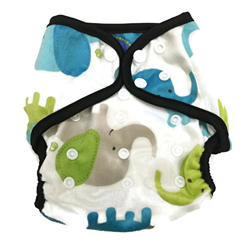 BB2 Baby One Size Printed Minky Minkee Snaps Cloth Diaper Cover for Prefolds (One Size, Baby Elephants)