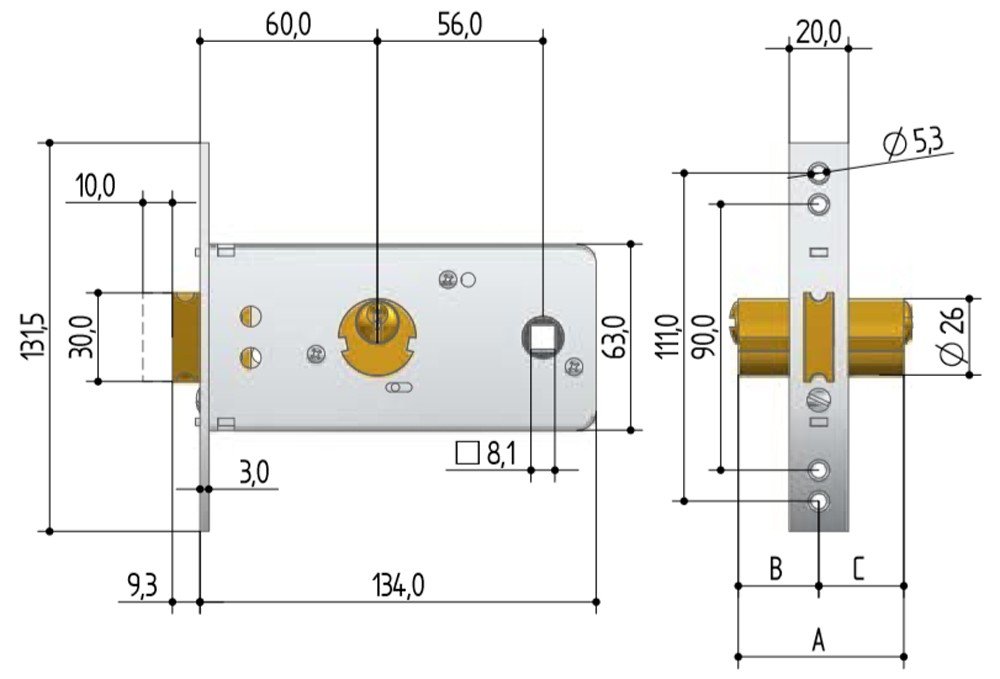Cerradura de ponerse para puerta de metal 5520.0802 prefer