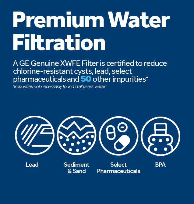 Image of GE XWFE Refrigerator Water Filter | Reduces Lead & 50+ Impurities | Replace Every 6 Months | Pack of 4