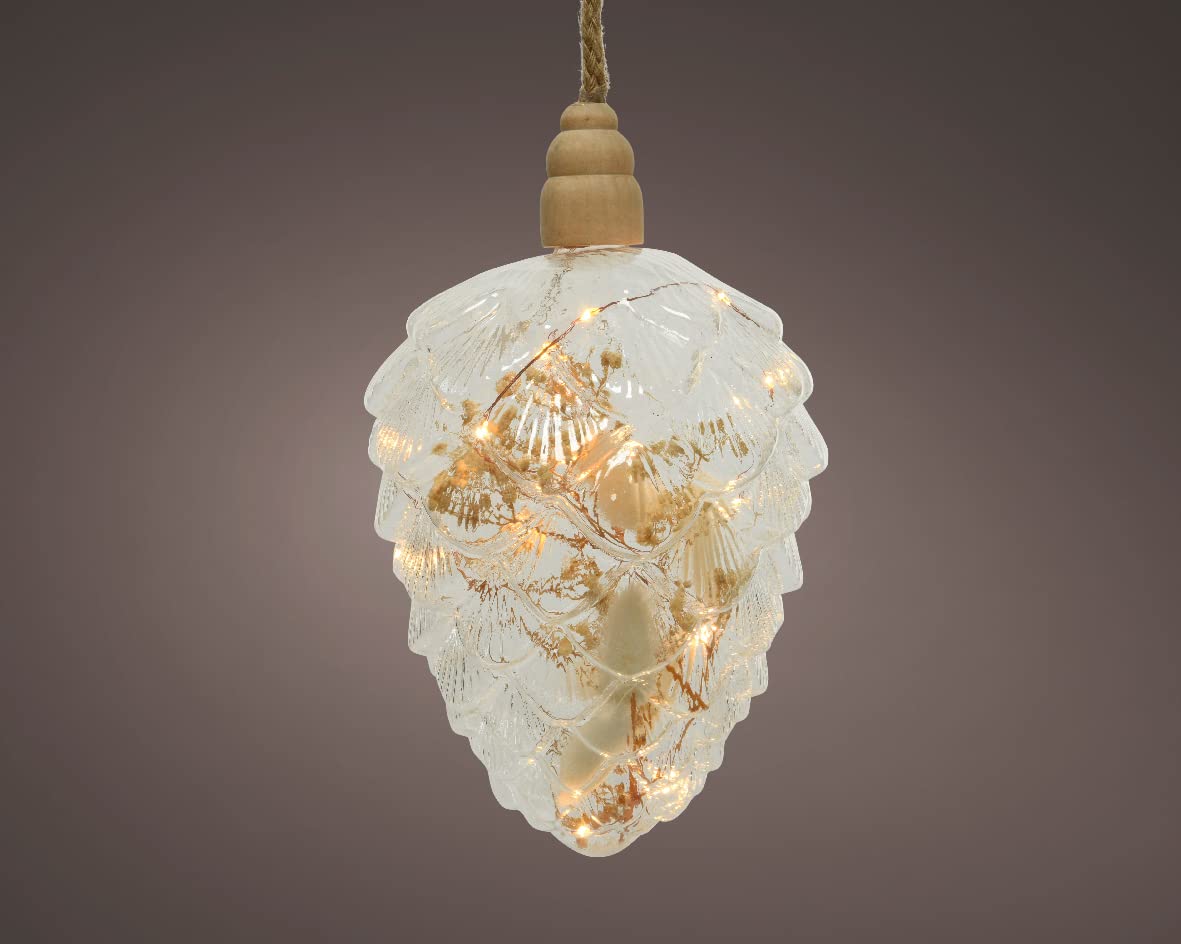 Decorative Pinecone Light with Pampas Christmas LED Rope Light Warm White LEDs 15cm Decorative Light