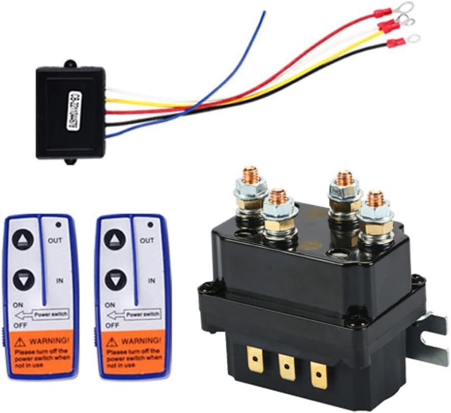12V 250A Electric Winch Relay and Radio Remote Control Set for ATV UTV Side-by-Side with Brass Coil High Performance