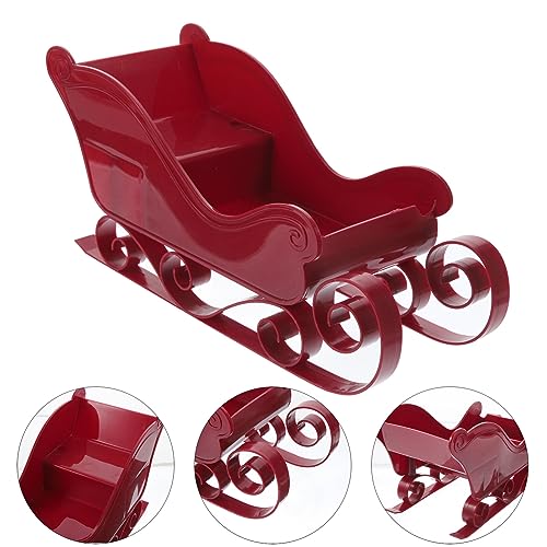 Didiseaon Christmas Sleigh Candy Bowl Basket Red Santa Sleigh Table Top Christmas Decor Christmas Treat Container for Holiday Table Plastic Sleigh Model Toy
