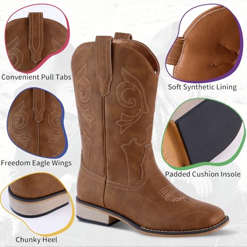 RLW Kids Cowboy Boots for Boys Girls Western Square Toe Youth Cowgirl Boots for Toddler Little & Big Kid2