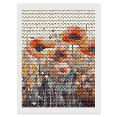 Peinture diamant fleurs de coquelicot pour sublimer votre décoration de salon